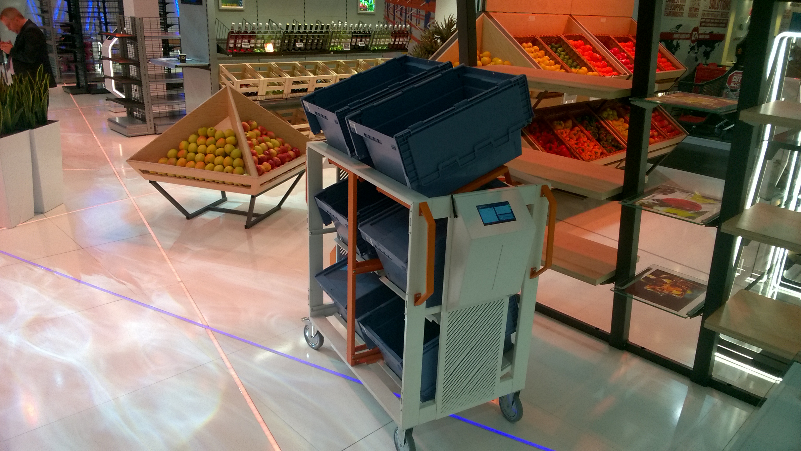 ECommerce order picking cart with navigation computer.